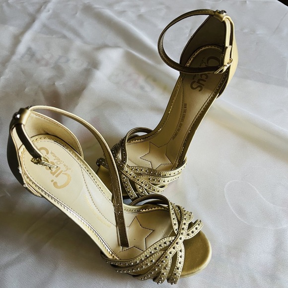 Circus by Sam Edelman Women's Gold Ankle Strap Stiletto Sandals Size 5.5 - Picture 2 of 8